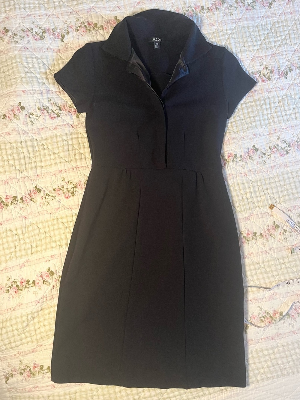 Jacob Black Collared Short Sleeve Sheath Dress Size XS